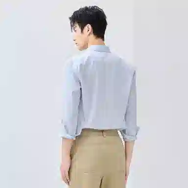 佐丹奴 防皱条纹格子休闲长袖衬衫 男款
