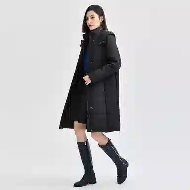 佐丹奴 保暖连帽中长款棉服 女款