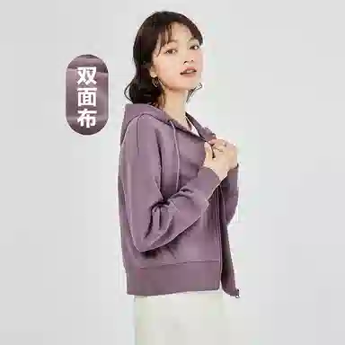 佐丹奴 双面空气层袋鼠兜宽松连帽卫衣 女款