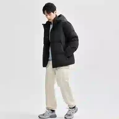 佐丹奴 拉链口袋连帽梭织羽绒服 男款