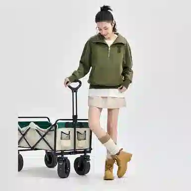 佐丹奴 心形字母刺绣抽绳立领半开襟针织卫衣 女款