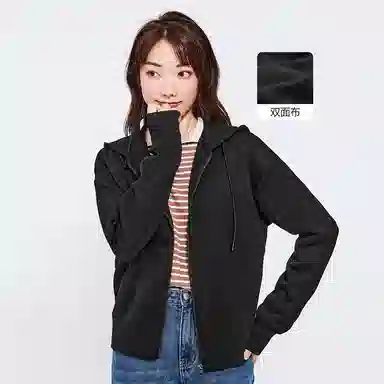 佐丹奴 双面空气层袋鼠兜宽松连帽卫衣 女款