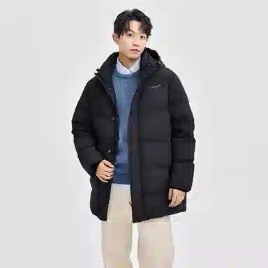 佐丹奴 连帽舒适中长款梭织羽绒服 男款