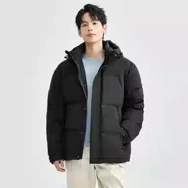 佐丹奴 拉链口袋连帽梭织羽绒服 男款