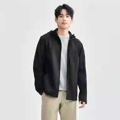 佐丹奴 加绒保暖破骨连帽针织夹克外套 男款
