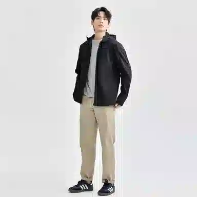 佐丹奴 加绒保暖破骨连帽针织夹克外套 男款