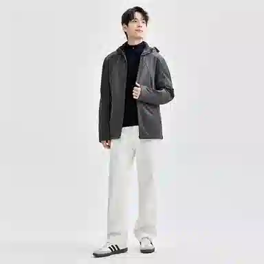 佐丹奴 加绒保暖破骨连帽针织夹克外套 男款