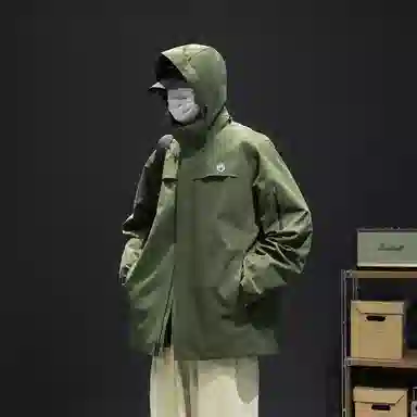 曼城 美式高街潮牌多巴胺山系户外徒步登山情侣款三合一宽松连帽拉链设计骑行运动防风防水长袖冲锋衣外套夹克 男女同款