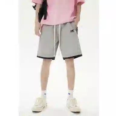 曼城 美式复古字母简约条纹跑步运动三条杠撞色宽松休闲短裤 男女同款
