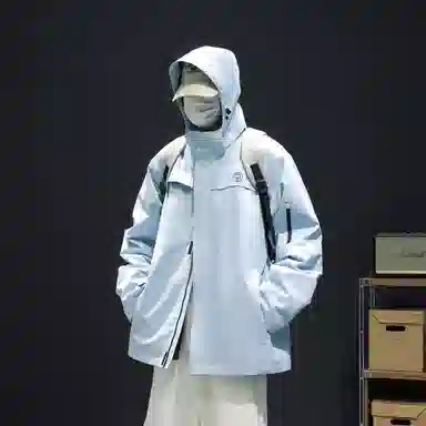 曼城 美式高街潮牌多巴胺山系户外徒步登山情侣款三合一宽松连帽拉链设计骑行运动防风防水长袖冲锋衣外套夹克 男女同款