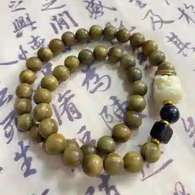 周帝王 高品质 吉祥佛珠文玩盘串珠 新中式国风双层素圈小众平安招财纳福转运 檀木 双圈手串 男女同款情侣款 檀木