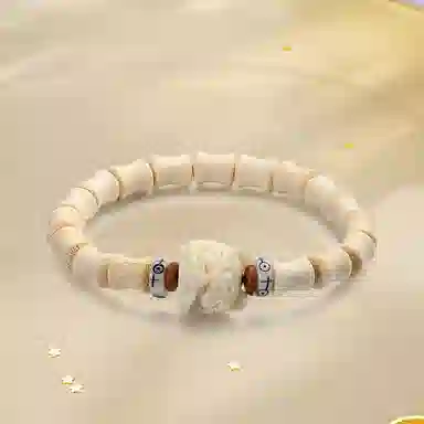 周帝王 【高品质】节节高升金丝竹节醒狮文玩盘串 小众轻奢国潮风新中式招财纳福转运素圈 绿檀 手串 男女同款情侣款