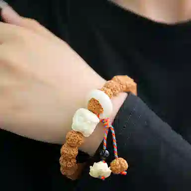 周帝王 狮来运转跑环福气诸事顺利福禄吉祥财源广进纳福素圈平安转运珠佛珠小众百搭文玩好运 金刚菩提 手串 男女同款情侣款