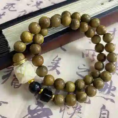 周帝王 高品质 吉祥佛珠文玩盘串珠 新中式国风双层素圈小众平安招财纳福转运 檀木 双圈手串 男女同款情侣款 檀木