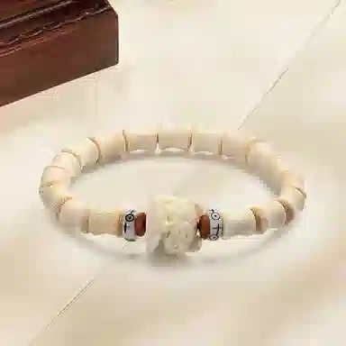 周帝王 【高品质】节节高升金丝竹节醒狮文玩盘串 小众轻奢国潮风新中式招财纳福转运素圈 绿檀 手串 男女同款情侣款