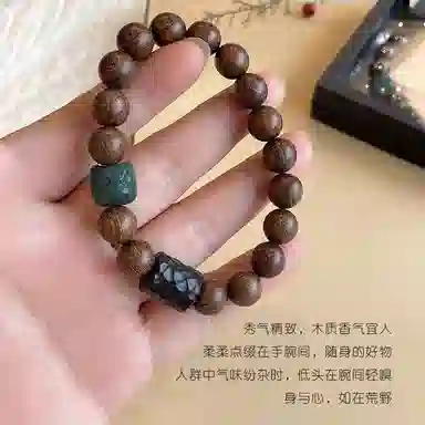 周帝王 狮来运转文玩盘串 小众轻奢复古国潮风新中式招财纳福转运佛珠素串 金丝檀木 手串 男女同款情侣款