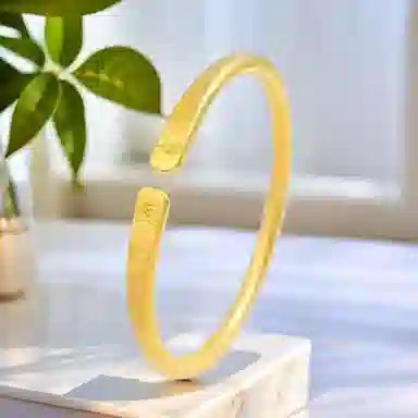 周帝王 平安喜乐镯子新中式国潮风素圈小众轻奢高级感旗袍汉服 合金 手镯 男女同款情侣款