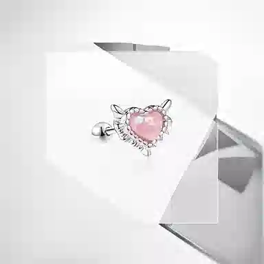 May10th Pink Heart Devil Studs S925 Silver