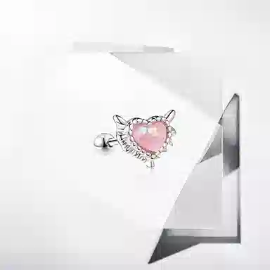 May10th Pink Heart Devil Studs S925 Silver