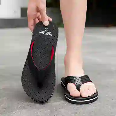 南极人 简约设计时尚百搭舒适潮流 编织 静音防臭防磨防滑抗菌人字拖鞋 男款