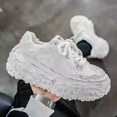 南极人 牛仔布 小众厚底通勤潮流 防滑耐磨透气吸汗支撑抗冲击 低帮 老爹鞋 男款