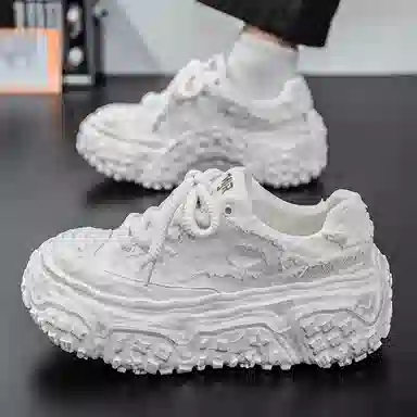 南极人 牛仔布 小众厚底通勤潮流 防滑耐磨透气吸汗支撑抗冲击 低帮 老爹鞋 男款