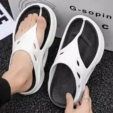 南极人 外穿厚底踩屎感 静音防臭防磨防滑人字拖鞋 男款