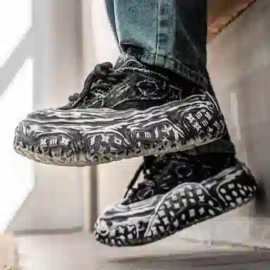 南极人 牛仔布 小众厚底通勤潮流 防滑耐磨透气吸汗支撑抗冲击 低帮 老爹鞋 男款