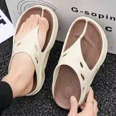 南极人 外穿厚底踩屎感 静音防臭防磨防滑人字拖鞋 男款