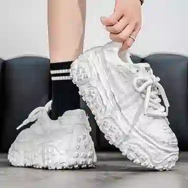 南极人 牛仔布 小众厚底通勤潮流 防滑耐磨透气吸汗支撑抗冲击 低帮 老爹鞋 男款