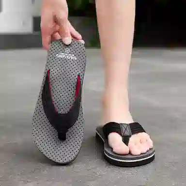 南极人 简约设计时尚百搭舒适潮流 编织 静音防臭防磨防滑抗菌人字拖鞋 男款