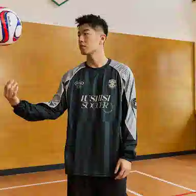 LUSHISI Football Crewneck Long Sleeve Tee