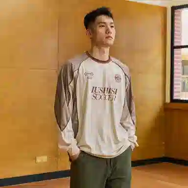 LUSHISI Football Crewneck Long Sleeve Tee