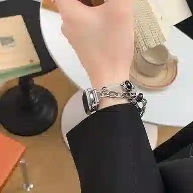 伦本 小米适用 手表表带 金属 串珠材质 时尚百搭金属串珠表带女款