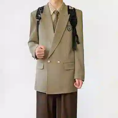 木村叔 日系侧中开叉纯色西装 男款 椿色