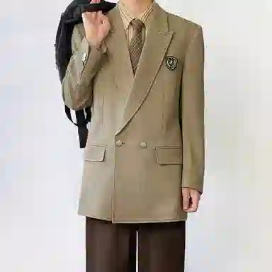 木村叔 日系侧中开叉纯色西装 男款 椿色