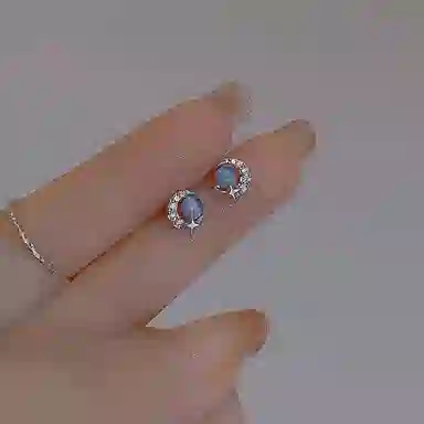 Shenglan Ocean UX Blue Eye Moon Planet Earrings