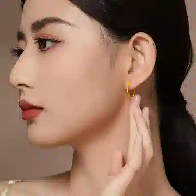 老凤祥 缠绕纹双蹦迪珠 足金 按克计价 黄金耳环 女款