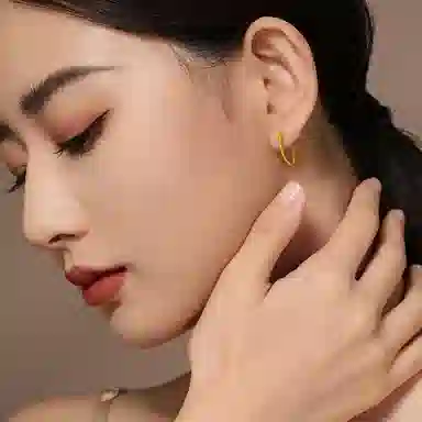 老凤祥 缠绕纹双蹦迪珠 足金 按克计价 黄金耳环 女款