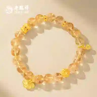 【财源滚滚】 老凤祥 马上有钱 轻奢时尚高级感显气质 日常通勤百搭 礼盒#好运天然 黄水晶 手串 女款