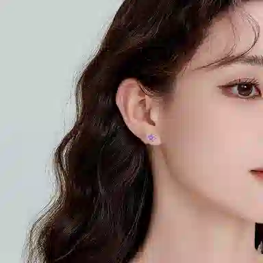 【925银养耳】四叶草 老凤祥 甜美糖果 轻奢时尚高级感显气质 日常通勤百搭耳洞耳饰耳环#好运天然 紫水晶 耳钉 女款