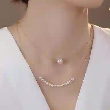 安道子 小众高级感锁骨链串珠颈链饰品 淡水珍珠 项链 女款