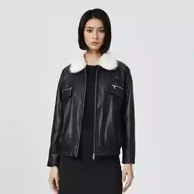 美式复古机车风宽松翻领夹克设计皮衣 男女同款