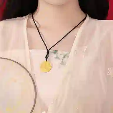 萃华金店 吉言金饼 亮面纯金工艺 吉祥如意招财转运 步步高升 小众设计新中式国潮 足金 按克计价 黄金项链 女款