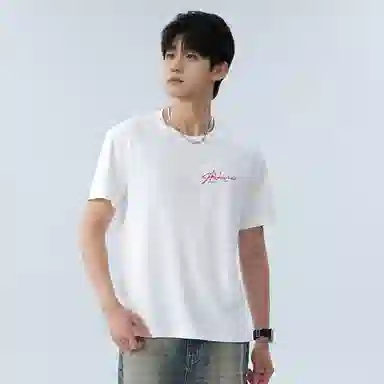 MJ STYLE Vintage Embroidered Logo T-Shirt