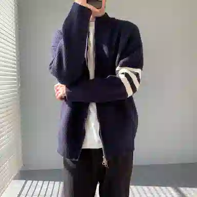 悍戈 潮牌高街复古慵懒风多功能立领开衫卫衣 男女同款