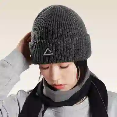 匹克 秋冬休闲简约潮流 腈纶/涤纶 绒线帽 加绒加厚保暖防寒 男女同款情侣款 灰色