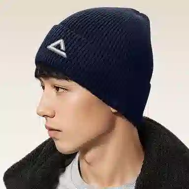 匹克 秋冬休闲简约潮流 腈纶/涤纶 绒线帽 男女同款情侣款 藏蓝色