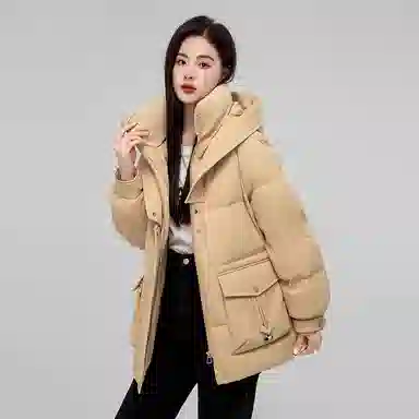 鸭鸭 时尚连帽双层面料百搭外套羽绒服 女款