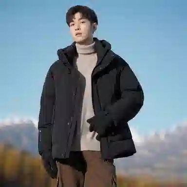 鸭鸭 短款时尚百搭连帽加厚羽绒服 男款